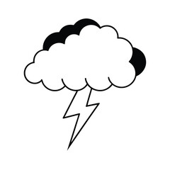 Stylized thundercloud with lightning bolt vector illustration weather hazard warning