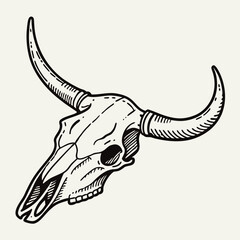 create longhorn-cow-skull-with-halftone Silhouette Vector with white background 