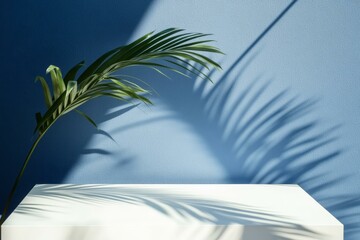 Minimalist Display with Palm Leaf Shadow