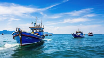Fototapeta premium Fishing Boats on a Calm Sea