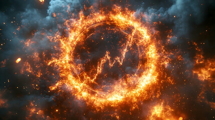 Obraz premium Fiery vortex with glowing line graph