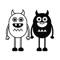 set of funny cartoon monsters