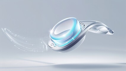 A futuristic smart wearable device designed for healthcare floats elegantly, showcasing advanced technology that monitors patient health in real time, optimizing treatment options