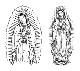 Our Lady of guadalupe portrait sketch vector illustration