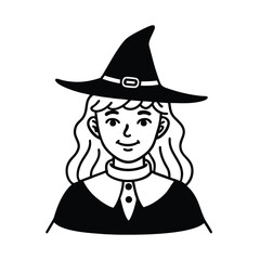 halloween witch with a broom witchy thing on white background 