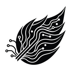 Fototapeta premium Abstract wave made of leaves and circuits on white background