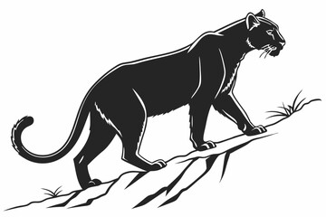 Obraz premium snow leopard sihouette black vector