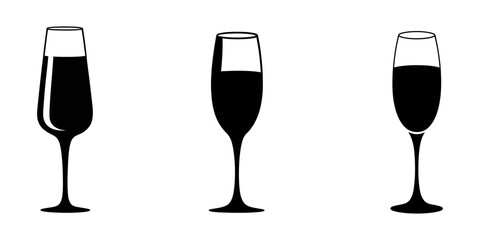set of wine glasses, Glass silhouettes, set of wine glasses silhouette, Wine Glasses Collection Engraving Illustration White Background Elegant Wine Glassware Detailed Illustrations Drinkware Classic.