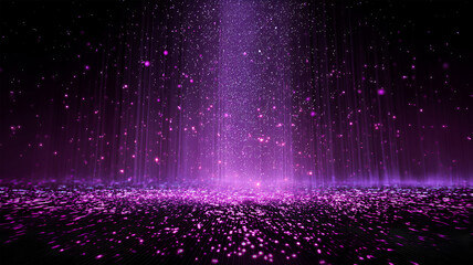 Magical Purple Glitter Rain Falling on Dark Surface Sparkling Wonder