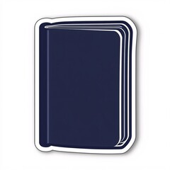 Dark Blue Notebook Sticker with Simple Shape and Bold White Outline