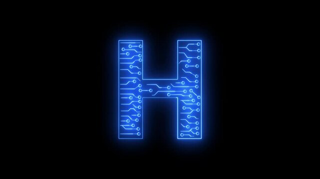 ABCDEFGHIJKLMNOPQRSTUVWQYZ Neon AI technology Alphabet Letters Animated letters Themed neon ai technology blue 4k croma
