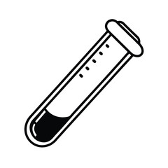 Test tube with liquid in minimalist style for science and medical designs