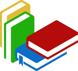 Colorful flat book in vector format. Ideal for school apps, e-learning platforms, educational websites, infographics, and children’s content design. Isolated on white.