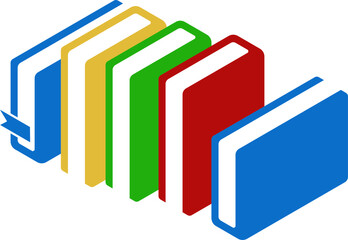 Colorful flat book in vector format. Ideal for school apps, e-learning platforms, educational websites, infographics, and children&rsquo;s content design. Isolated on white.