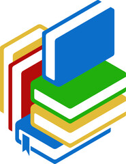 Colorful flat book in vector format. Ideal for school apps, e-learning platforms, educational websites, infographics, and children’s content design. Isolated on white.