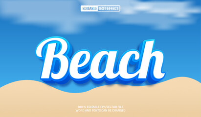 Editable 3d text style effect - Beach text effect Template
