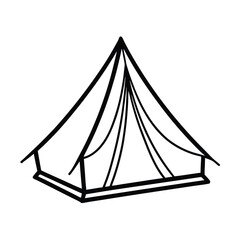 Simple black and white tent illustration perfect for camping or outdoor adventure designs