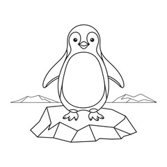 Penguin Standing on Iceberg - Cute Arctic Animal Illustration