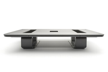 A modular conference table with multiple