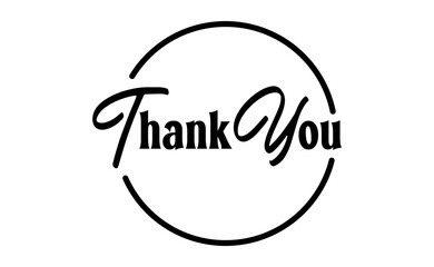 Thank You Typography, Elegant Black and White Design lettering, thanks message