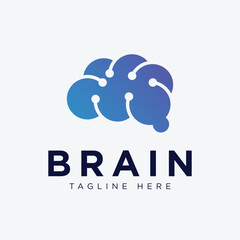 Brain technology logo designs concept, techno brain logo template