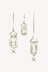 Aesthetic hanging Ramadan lanterns clipart vector