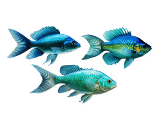 Fish Displayed Against Various Creative Backgrounds

