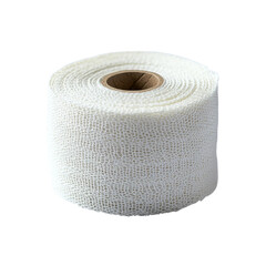 Applying medical bandage roll in first aid practice indoor setting. Isolated on transparent background, png.