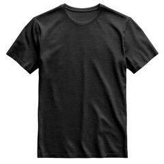 Black t-shirt display fashion store product image indoor close-up. Isolated on transparent background, png.