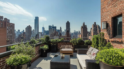 Fototapeta premium Terraces, Balconies & Rooftop Spaces Outdoor extensions of the interior that offer immersive city views. 