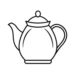 Simple line drawing of classic teapot illustration for coloring book or icon