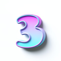 Pink blue gradient cartoon font Number 3 THREE 3D