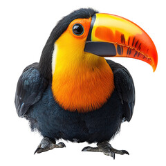Obraz premium Vibrant toucan displaying colors in tropical forest environment. Isolated on transparent background, png.