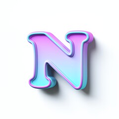 Pink blue gradient cartoon font Letter N 3D