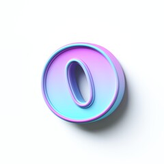Pink blue gradient cartoon font Letter O 3D