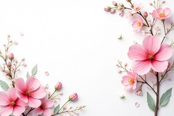 Obraz premium Delicate, small-scale floral print on white background, nature, design, print