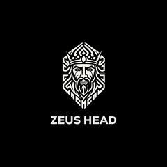 Modern Head Zeus Thunderbolt Logo Vector, Illustration