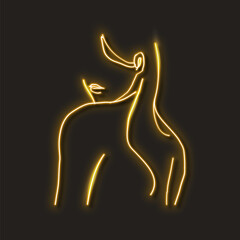 Neon yellow woman vector illustration