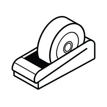 tape dispenser black and white isometric clip art preview