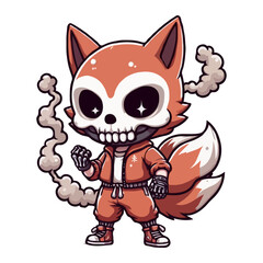 Spooky Fox Cartoon Character Illustration