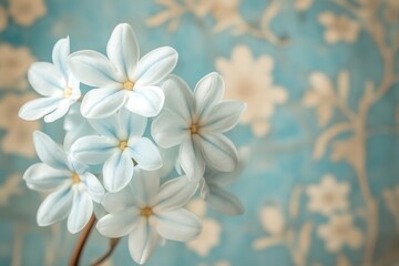 Naklejka premium Delicate pale blue flowers clustered close-up