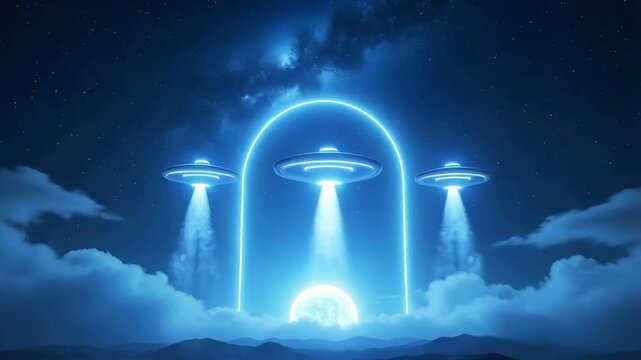 Cartoon alien spaceship science fiction animation