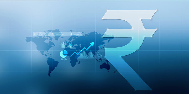 2d rendering Stock market online business concept. business Graph with indian rupee sign