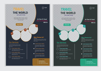 Vacation travel flyer design template.
 flyer design & brochure cover page template for travel  agency