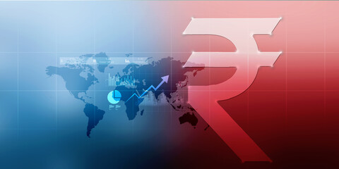 2d rendering Stock market online business concept. business Graph with indian rupee sign