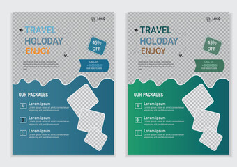 Vacation travel flyer design template.
 flyer design & brochure cover page template for travel  agency