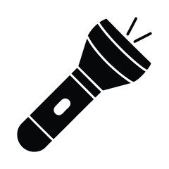 Flashlight Glyph Style Icon Illustration