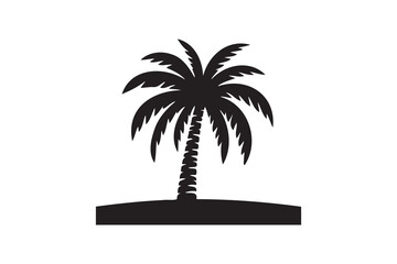 Obraz premium Minimalist palm tree silhouette vector isolated outline icon on white background 