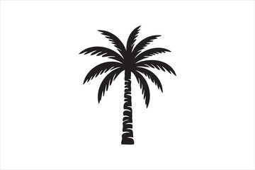 Fototapeta premium Minimalist palm tree silhouette vector isolated outline icon on white background 