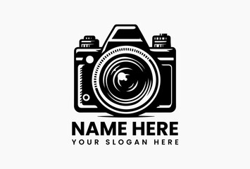 Abstract geometric camera made of interconnected shapes, avant-garde logo for creative agencies